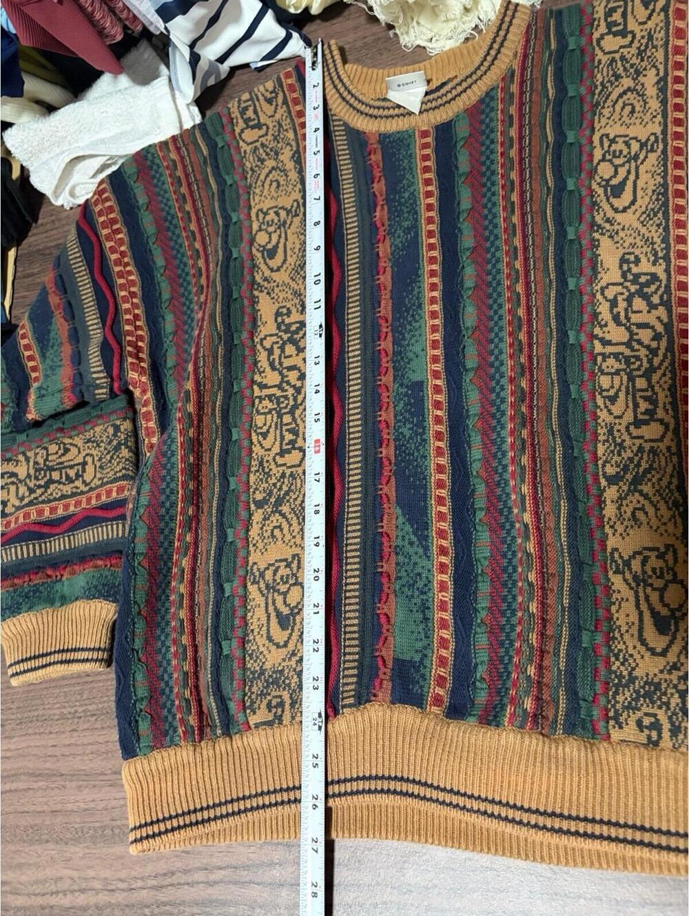Vintage 90’s Disney Catalog Tigger Coogi Style Cable Knit Sweater Mens Medium - Picture 4 of 5